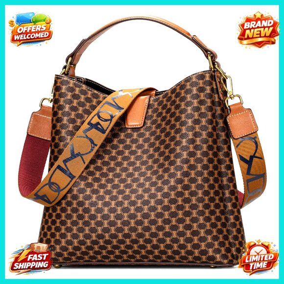 Handbags - Vintage Leather Tote with Adjustable Straps, Multiple Compartments, 11.8x12.2